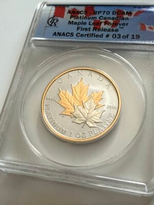 2018 Canada $300 Maple Leaf Forever – 1 oz Platinum Reverse Proof, ANACS RP70 DCAM