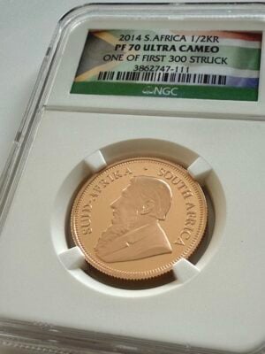 2014年南非克鲁格兰1/2精铸金币 – NGC PF70 Ultra Cameo,首创300枚