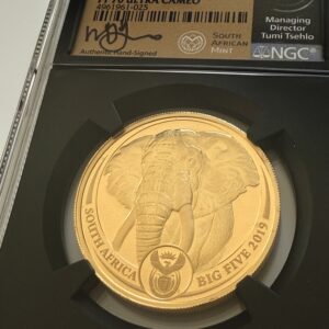 2019 Südafrika Big Five Elefant 1 oz Gold Proof – NGC PF70 Ultra Cameo First Day of Issue