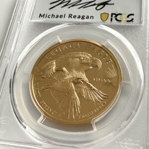 Cook Islands 2021 “Legacy Eagle” – $200 Gold Coin in PCGS Slab, PR70DCAM First Strike, Oblique View with Label