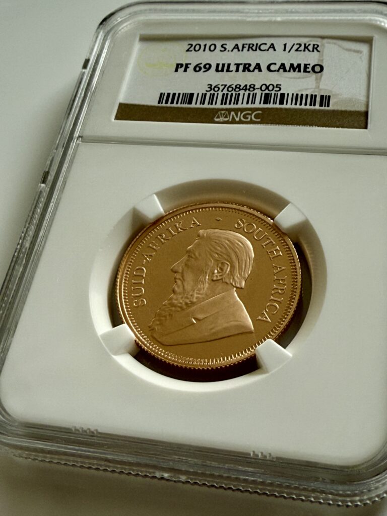 Krugerrand 2010 - 1/2 oz gold, springbok motif in NGC holder, Proof PF69 Ultra Cameo