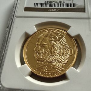 南非2003年自然雄狮1盎司精制金币，附枢密院标志狮子公园RSA - NGC夹的细节视图