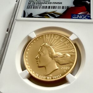 American Liberty 2019 1 oz Gold $100 High Relief - Reverse with eagle in flight - NGC-Slab Detail