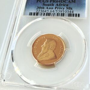 南非 1997年 1/4克鲁格兰金质精制品,30年铸币标记PCGS透明套PR64DCAM