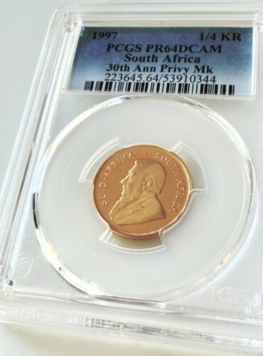 Südafrika 1997 1/4 Krugerrand Gold Proof mit 30 Jahre Mintmark PCGS PR64DCAM im transparenten Halter
