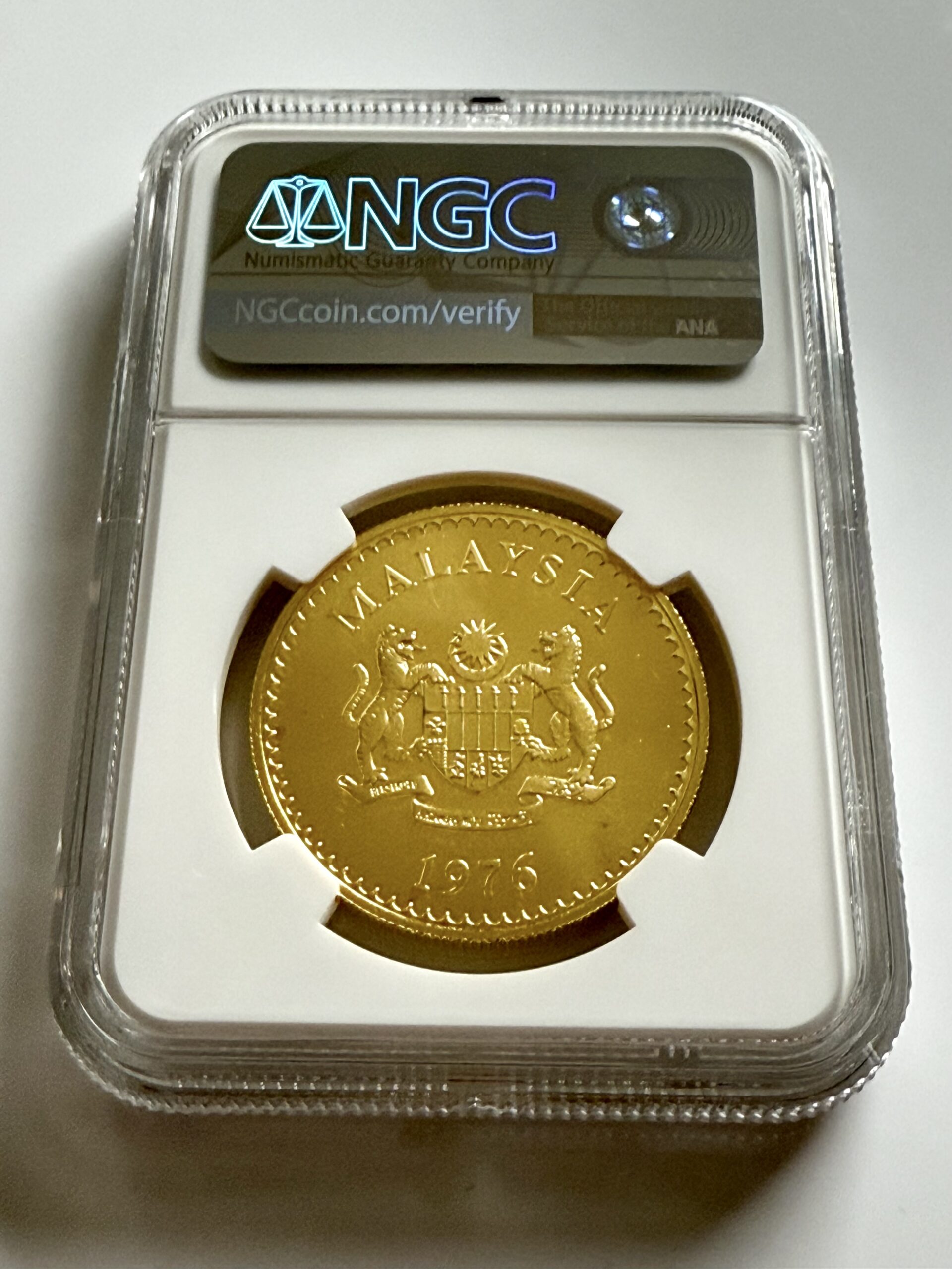马来西亚- 1976年- 500林吉特- 马来貘- 黄金- NGC MS66