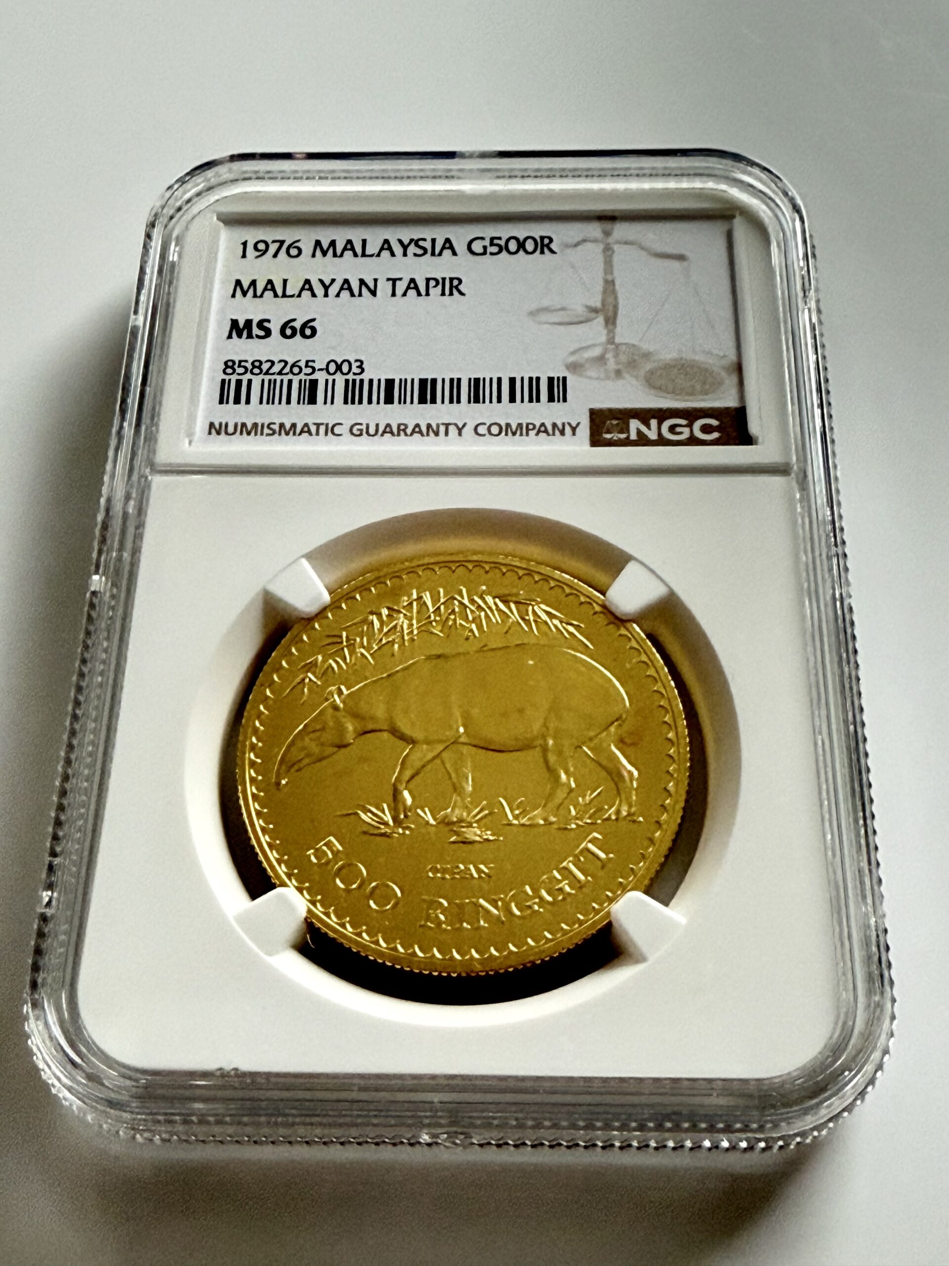 马来西亚- 1976 - 500 林吉特- 马来貘- 金奖
