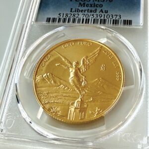 墨西哥2013年 1 Onza Gold Libertad PCGS MS70,透明支架,带有胜利天使图案