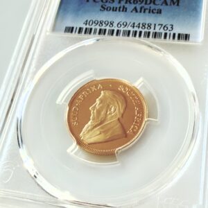 南非2000年1/4克鲁格兰金质精制PCGS PR69DCAM透明托架,带有弹簧羚图案