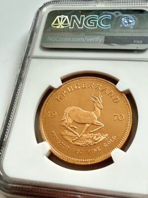 南非-克鲁格-1970-1-盎司-金检-NGC-PF67-ucam_2 南非1970年克鲁格1盎司金质精制品,NGC护套PF67超浮雕,正面附保罗·克鲁格肖像,证书8583569-004
