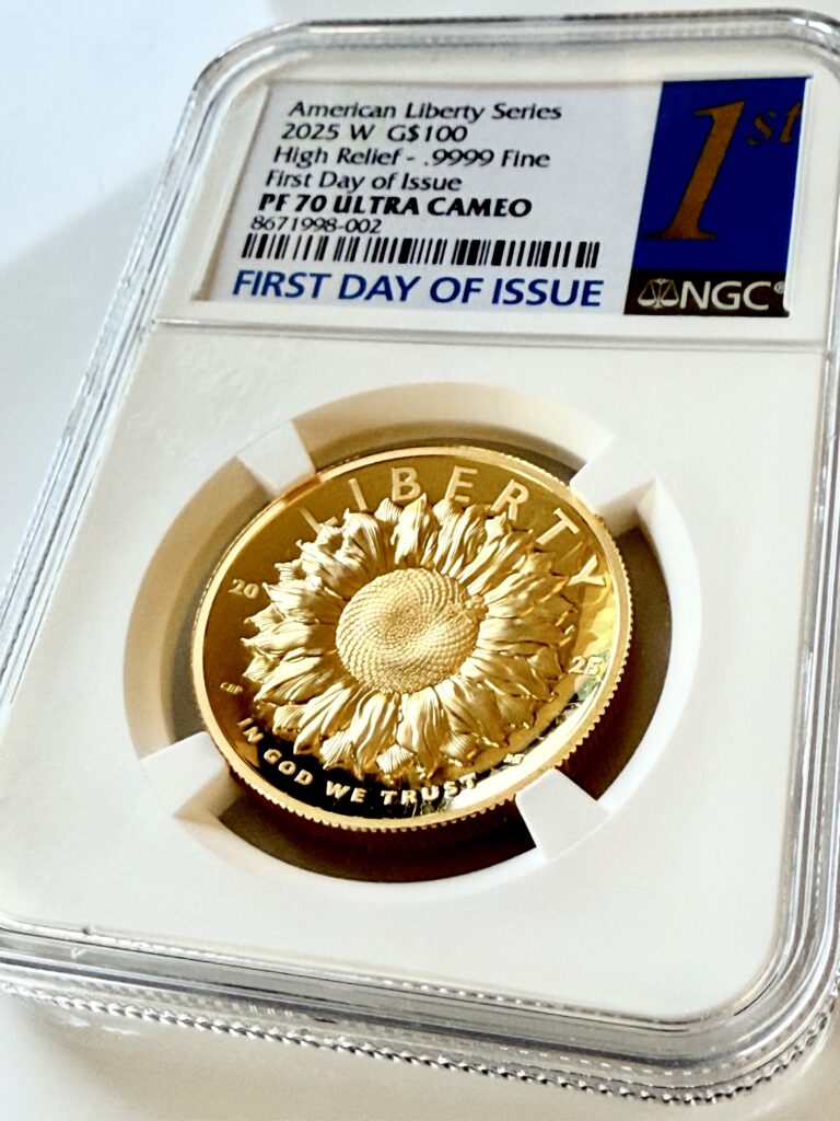 USA 2025 100 Dollar American Liberty High Relief Gold Proof NGC PF70 Ultra Cameo First Day of Issue in holder