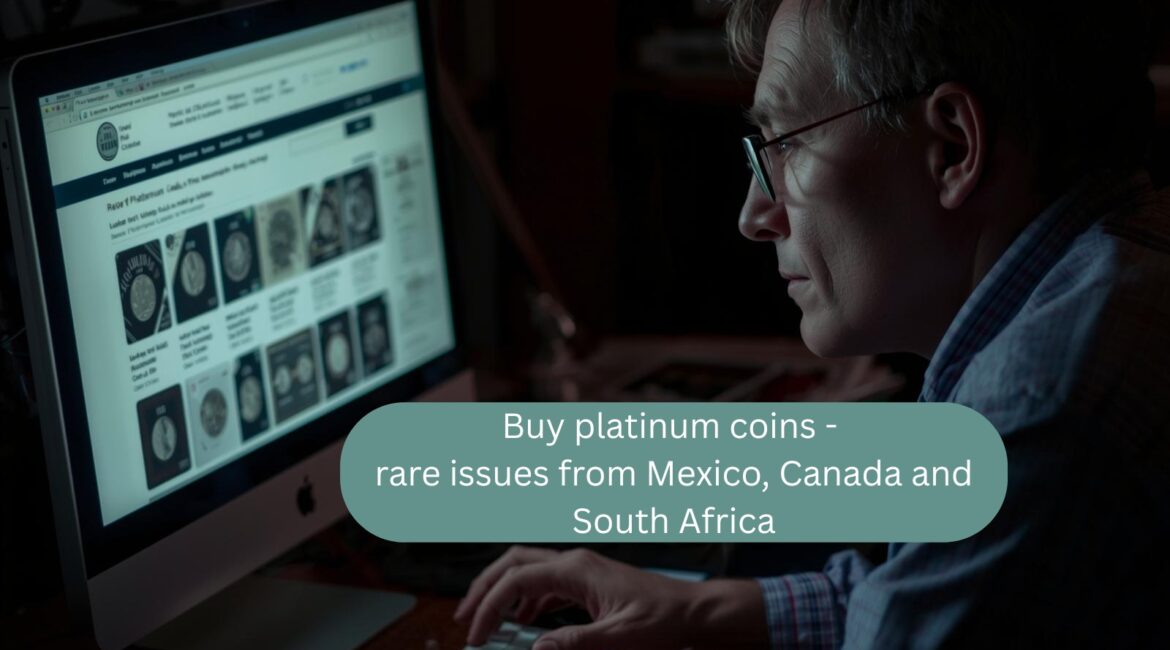 Sammler recherchiert online seltene Platinmünzen aus Mexiko Kanada und Südafrika auf Wasserthal RareCoin.Store