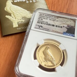 2017 Australia $100 Wedge-Tailed Eagle 1 oz Gold High Relief Reverse Proof – NGC PF70 with case and Certificate of Authenticity