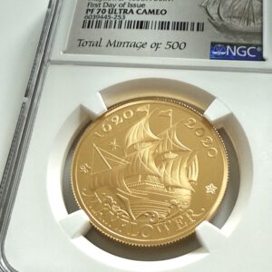 Großbritannien 2020 100 Pfund Mayflower 400th Anniversary 1 oz Gold Proof NGC PF70 Ultra Cameo First Day of Issue im NGC Holder