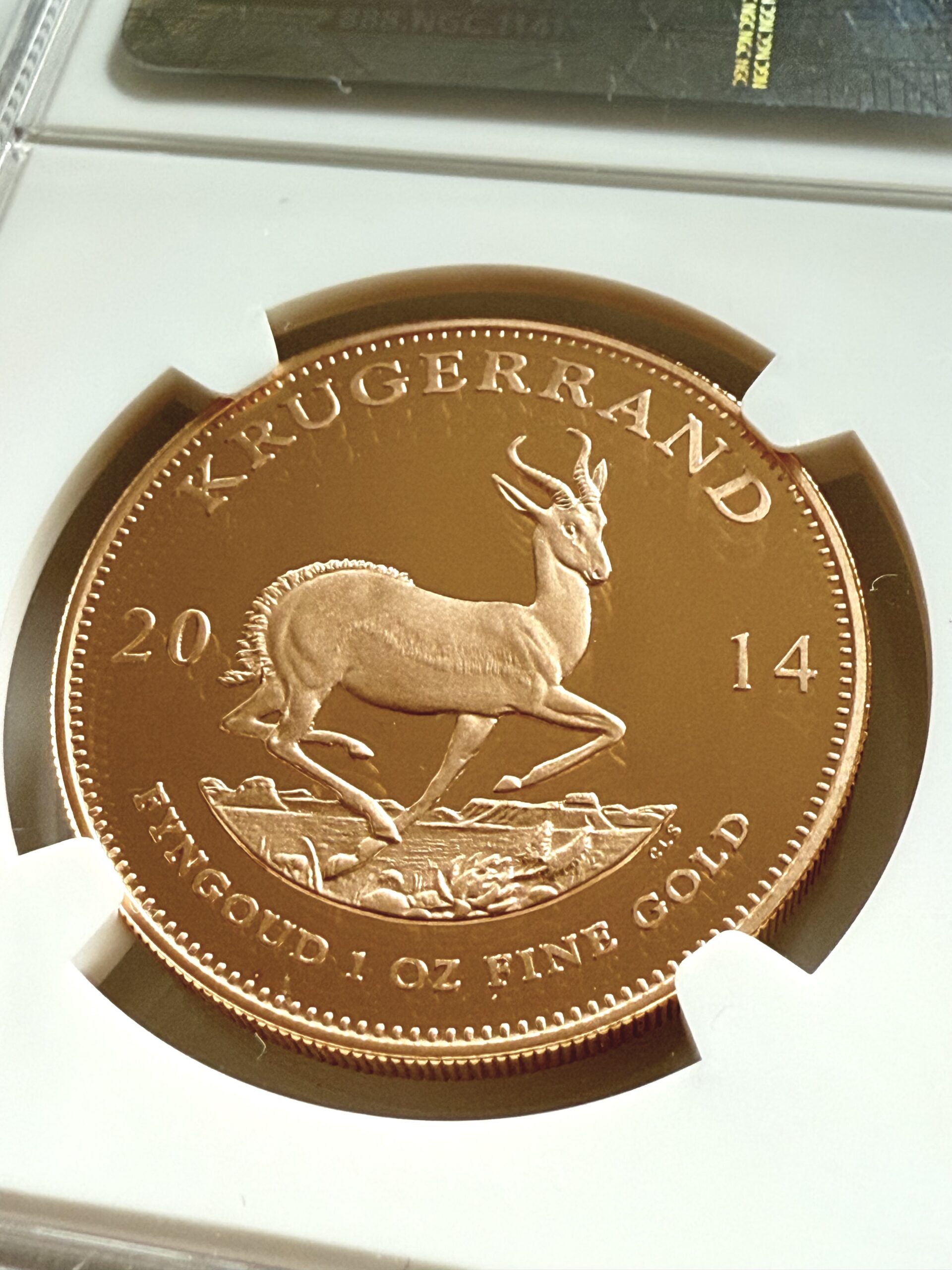 kruegerrand-2014-one-first-300-struck-ngc-pf69-ucam_3 Südafrika 2014 1 oz Gold Krugerrand Proof NGC PF69 Ultra Cameo One of First 300 Struck im NGC Holder mit Kruger Porträt