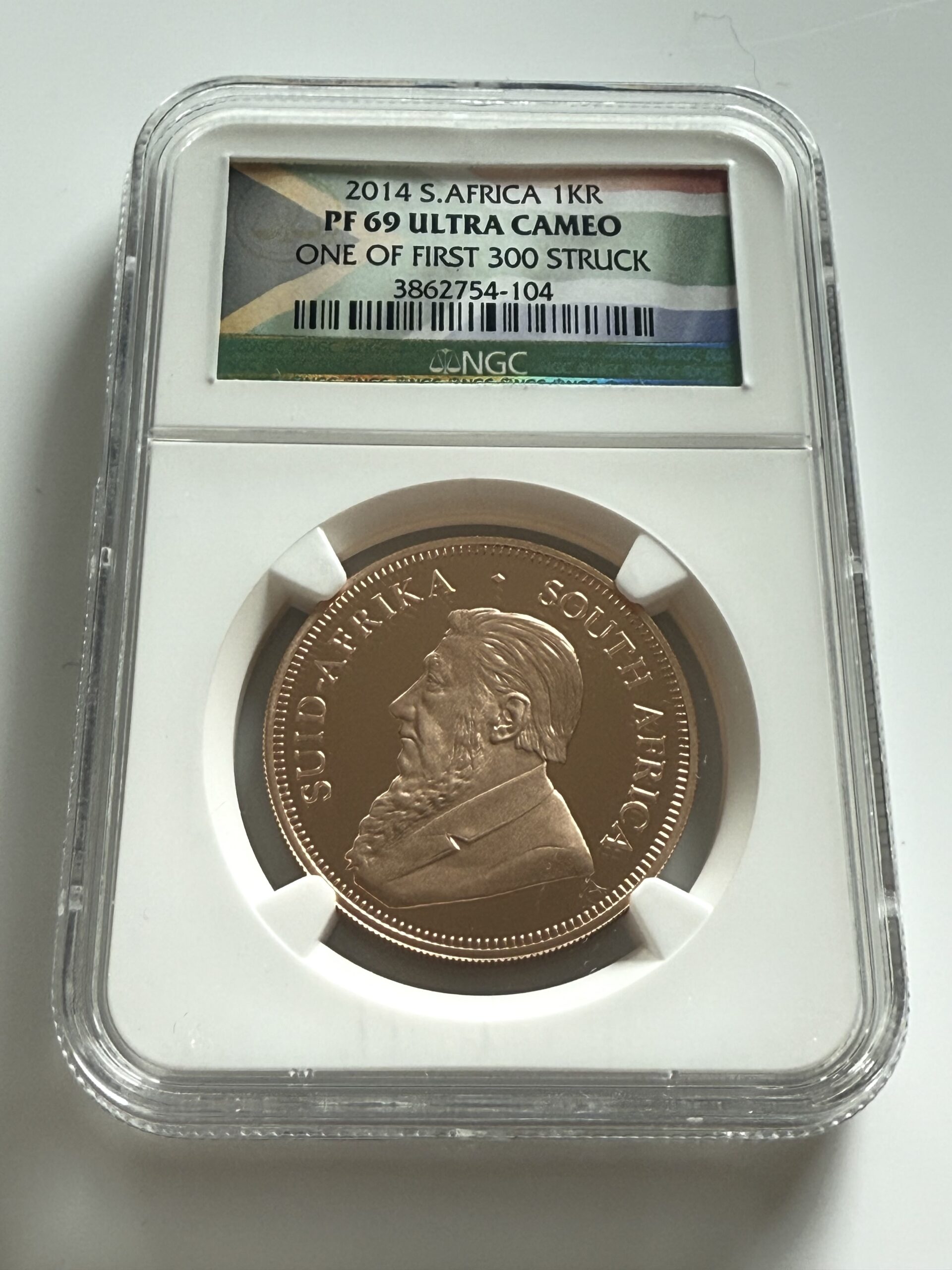 kruegerrand-2014-one-first-300-struck-ngc-pf69-ucam_5 Südafrika 2014 1 oz Gold Krugerrand Proof NGC PF69 Ultra Cameo One of First 300 Struck im NGC Holder mit Kruger Porträt