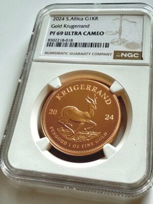 Südafrika 2024 1 oz Gold Krugerrand Proof NGC PF69 Ultra Cameo im NGC Holder mit Springbock Motiv