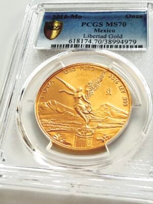 Mexico 2016 1 Onza Libertad Gold Brilliant Uncirculated PCGS MS70 in transparent PCGS holder