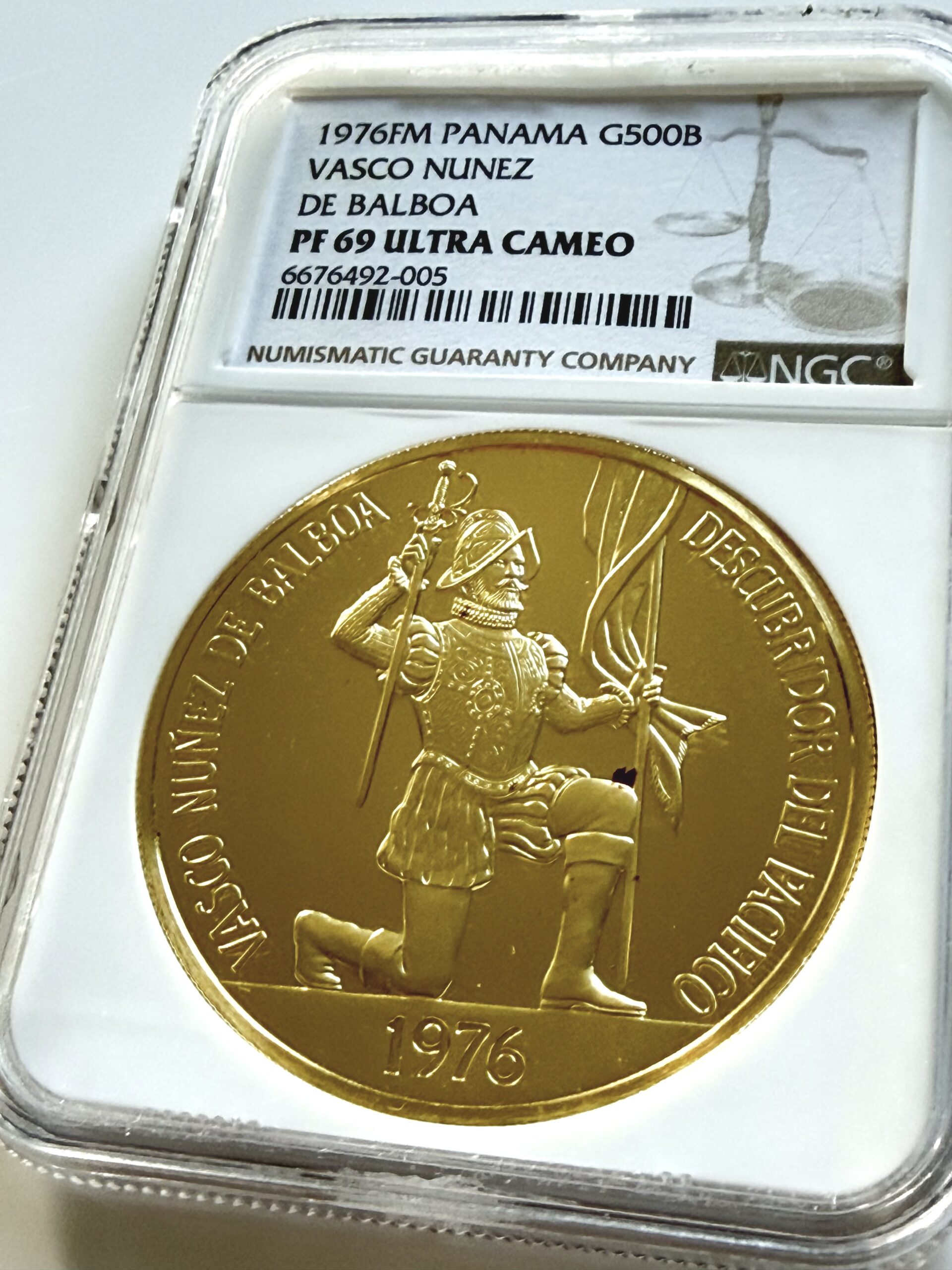Panama 1976 500 Balboas Vasco Nunez de Balboa Goldmünze Proof im NGC Holder PF69 Ultra Cameo