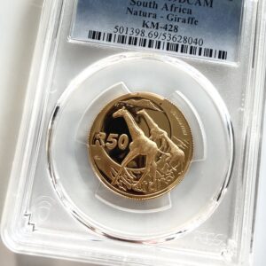 Südafrika 2006 Natura Giraffe 50 Rand 1-2 oz Gold Proof im PCGS Holder PR69DCAM mit zwei schreitenden Giraffen