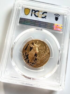 sudafrika-2006-natura-giraffe-50-rand-1-2-oz-gold-proof-pcgs-pr69-dcam_9 Südafrika 2006 Natura Giraffe 50 Rand 1-2 oz Gold Proof im PCGS Holder PR69DCAM mit zwei schreitenden Giraffen