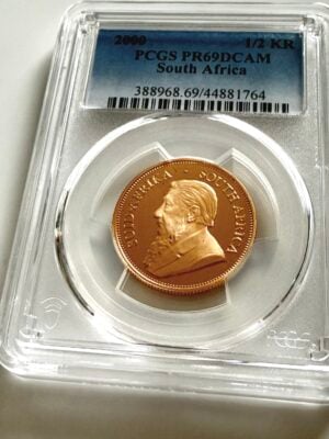 Südafrika 2000 1/2 oz Krügerrand Gold Proof PCGS PR69DCAM im transparenten PCGS Holder mit Kruger Porträt