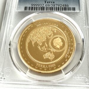 Tokelau 2022 100 Dollar Terra 1 oz Gold Prooflike PCGS PL69 im PCGS Holder mit Weltkarten Motiv