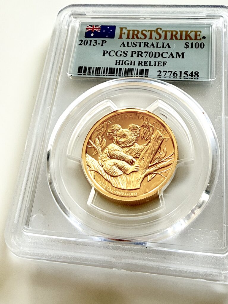 Australien 2013 Koala $100 High Relief 1 oz Gold - First Strike - PCGS PR70 DCAM - Cert 27761548 - Wasserthal RareCoin.Store