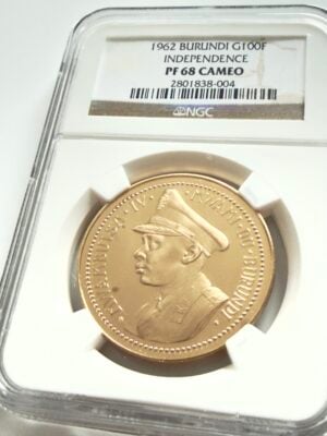 Burundi 1962 - 100 Francs Gold - Independence - Mwambutsa IV - NGC PF68 Cameo - zertifiziert im NGC-Holder