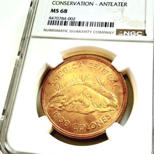 Costa Rica 1974 1.500 Colones Goldmünze Anteater aus der Conservation Series im NGC-Holder mit Erhaltungsgrad MS68.