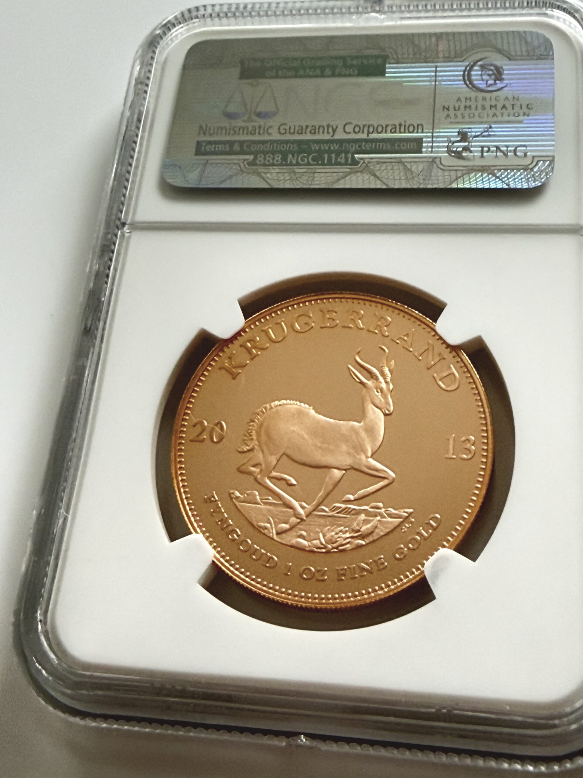 Krugerrand 2013 - 1 oz de oro a prueba de NGC, PF70, Ucam, top pop_2 Südafrika Krugerrand 2013 1 Unze Gold Proof NGC PF70 Ultra Cameo One of First 300 Struck im Original-Holder.