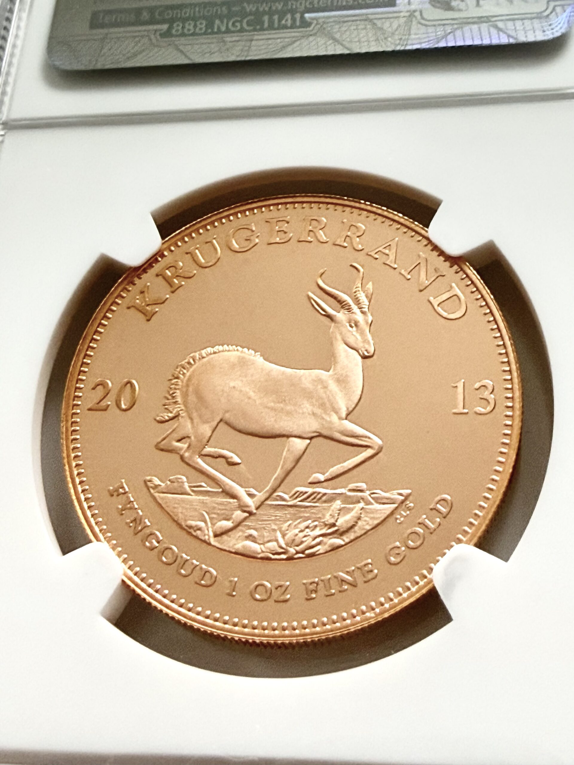 Krugerrand 2013 - 1 oz de oro a prueba de NGC, pf70, Ucam, top pop_6 Südafrika Krugerrand 2013 1 Unze Gold Proof NGC PF70 Ultra Cameo One of First 300 Struck im Original-Holder.