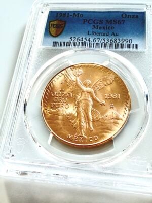 Mexico 1981 1 Onza Libertad gold coin, uncirculated, PCGS MS67, early issue of the Mexican Libertad series.
