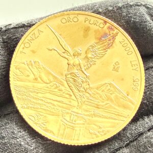 Mexiko 2000 1 Onza Libertad Goldmünze, frühe moderne Ausgabe, klassisches Siegesgöttin-Motiv, unbehandeltes Originalstück.