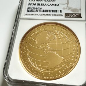 Panama 1978 500 Balboas OAS Anniversary Goldmünze NGC PF70 Ultra Cameo im Original-Holder.