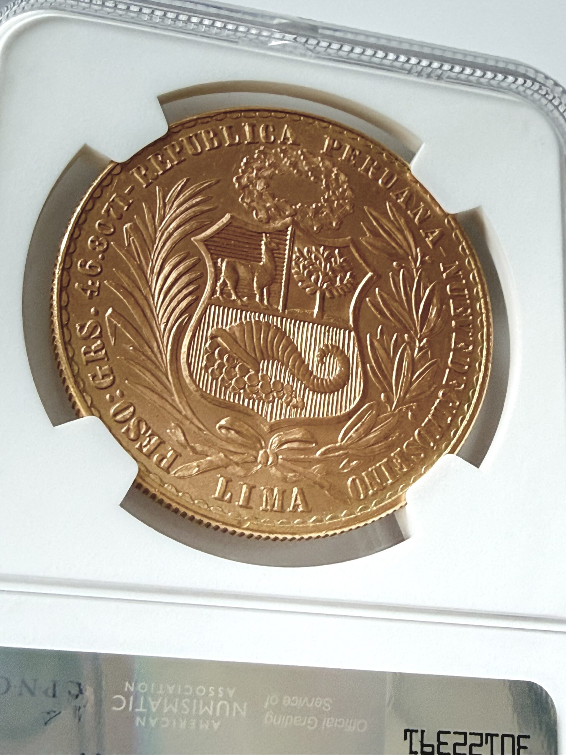 Peru - 1967 - 100 Soles - Seated Liberty - Gold - NGC MS65