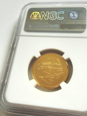 塞拉利昂-1966-1-4-金-5年-独立-1961-1966-金质-NGC-PF69-cameo_2 1966年塞拉利昂1/4金制 5周年独立纪念金质 NGC PF69 浮雕