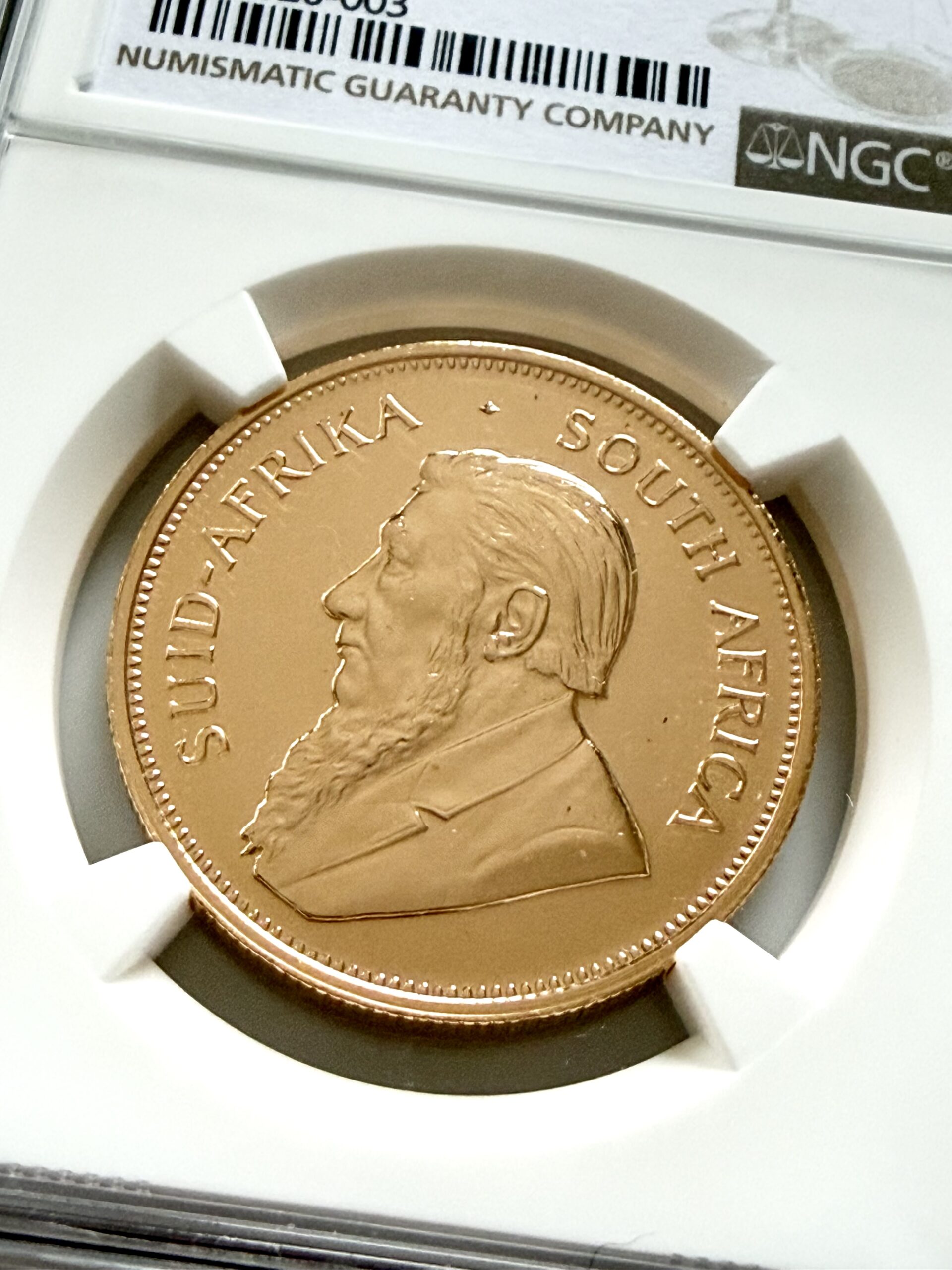 Sudáfrica, 1967, Krugerrand, 1 oz de oro, tipo prooflike, NGC, MS66, PL_5 Südafrika Krugerrand 1967 1 Unze Gold Prooflike NGC MS66 PL im Original-Holder.