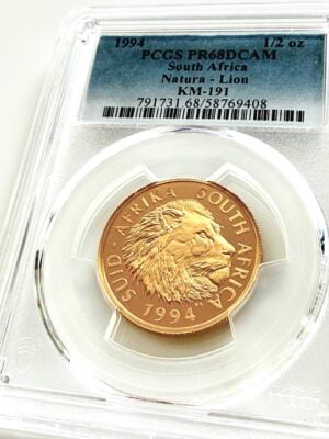 南非1994年Natura Lion 1/2盎司金质精制品 - PCGS PR68 DCAM - KM-191 - Wasserthal RareCoin.Store