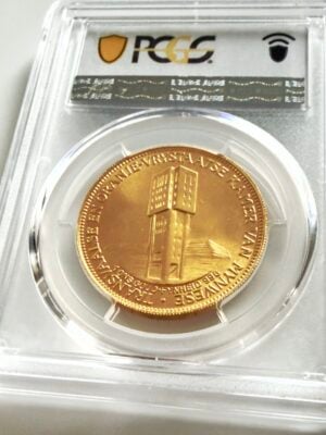 南非-1960-1盎司矿室-古-庆典-1910-1960-金-PCGS-ms67_2 1960年南非1盎司金Goue Jubileum联合会 Hern-U37A PCGS MS67