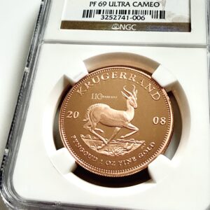 南非2008年克鲁格1盎司金质蜡制,110周年纪念,NGC PF69超浮雕。