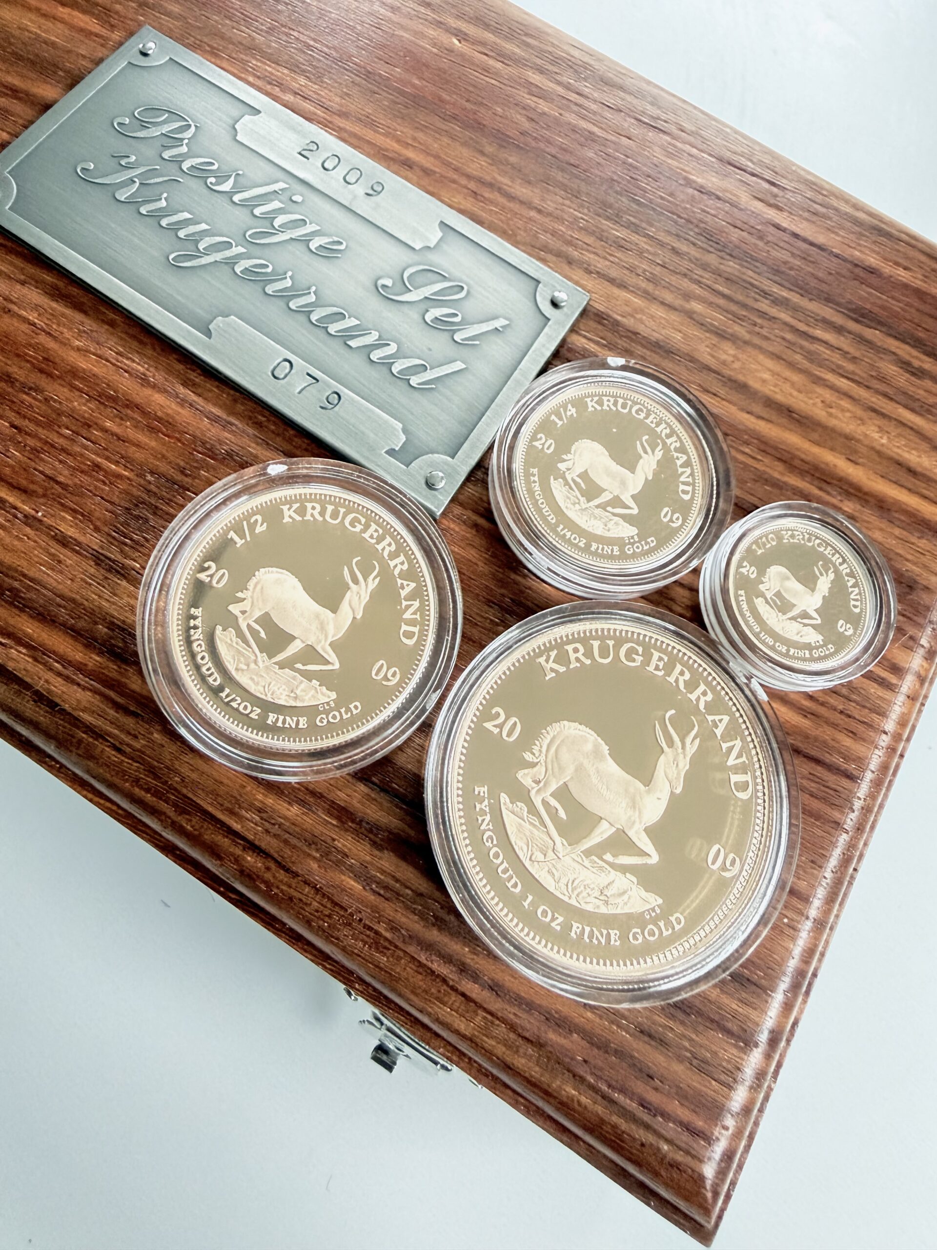 south africa-2009-kruegerrand-prestige-set-4-gold-coins-proof_1 South Africa 2009 Krugerrand Prestige Set - 1 oz 1/2 oz 1/4 oz 1/10 oz Gold Proof - in wooden case