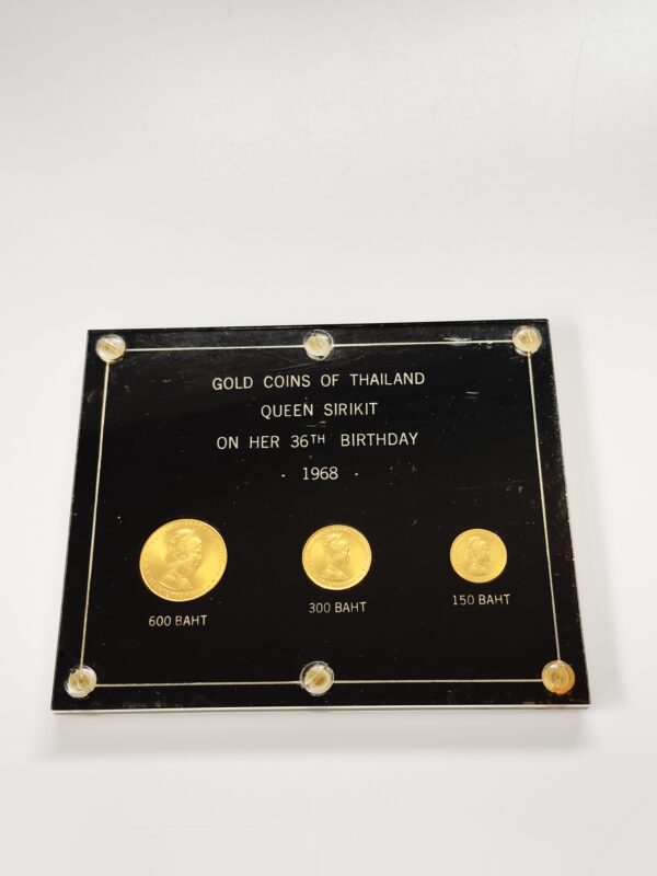 Thailand 1968 Goldmünzen Set 600 300 150 Baht Queen Sirikit 36 Geburtstag Original Etui