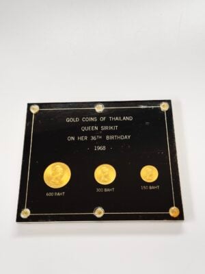 Thailand 1968 Gold Coin Set 600 300 150 Baht Queen Sirikit 36th Birthday Original Case
