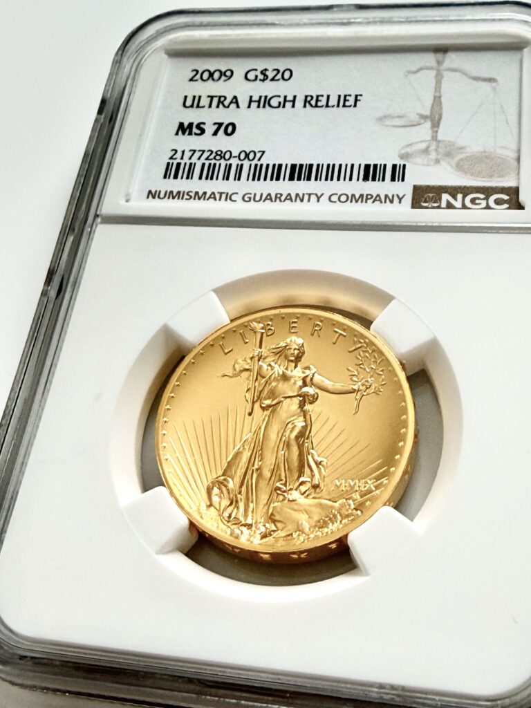 USA 2009 20 Dollar American Liberty Double Eagle Goldmünze, Ultra High Relief, NGC MS70, moderne Ikone der US-Numismatik.