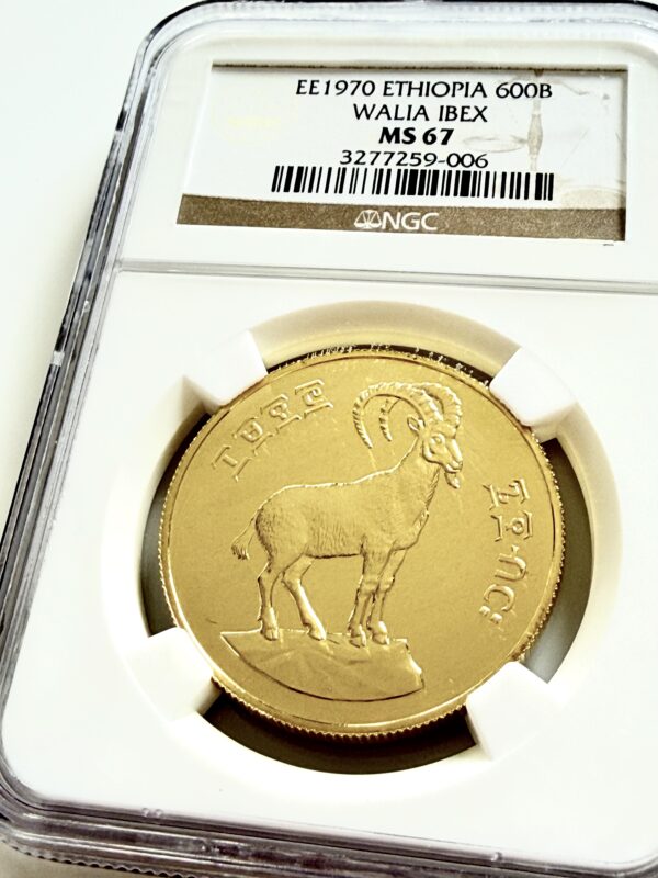 Äthiopien - EE1970 600 Birr Goldmünze - Walia Ibex - NGC MS67 - Cert 3277259-006