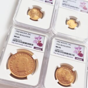 Bolivien 1952 Revolution Goldmünzen Set 7g 3.5g 35g 14g NGC MS65 MS66 MS67 The Peh Family Collection