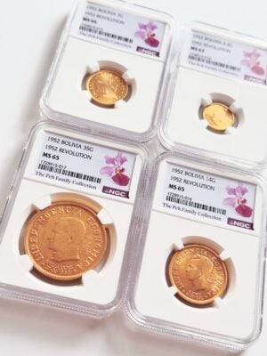 玻利维亚1952年革命金币套装 7克 3.5克 35克 14克 NGC MS65 MS66 MS67 佩家族收藏