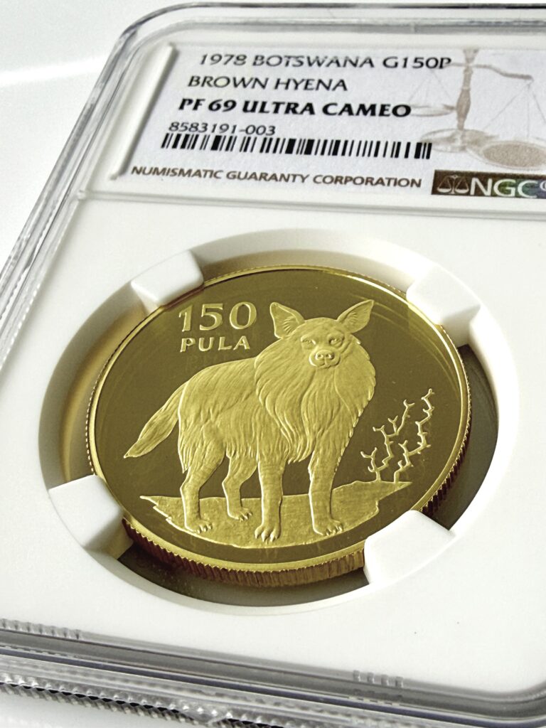 1978 Botswana 150 Pula Goldmünze Brown Hyena WWF NGC PF69 Ultra Cameo Gold Proof