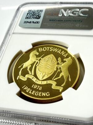 botswana-1978-150-pula-brown-hyena-wwf-conservation-series-gold-proof-ngc-pf69-ucam_2 1978 Botswana 150 Pula Goldmünze Brown Hyena WWF NGC PF69 Ultra Cameo Gold Proof